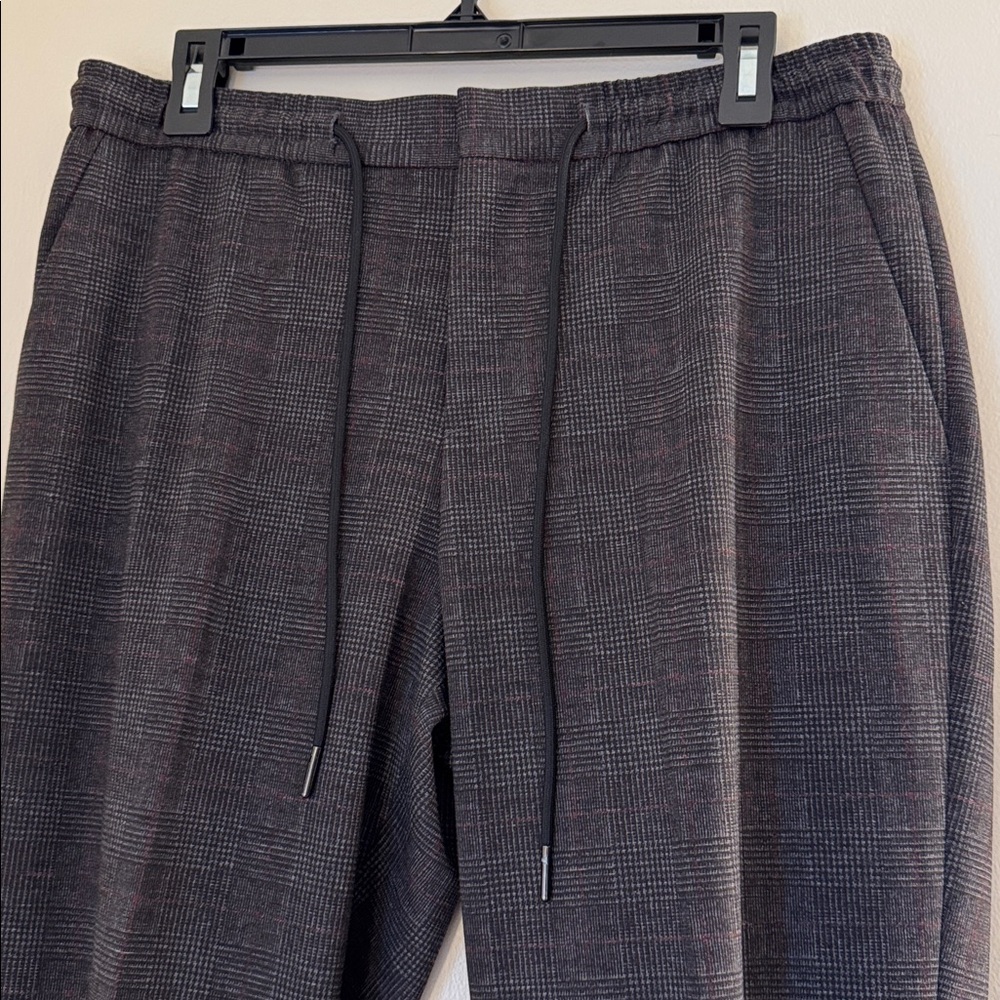 EXPRESS Elastic Drawstring Plaid Slim Trousers - image 3